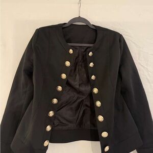 Elegant Black Women's Jacket with Gold Buttons